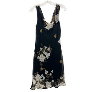 Vintage Rampage Y2K Brown Floral Cowl Neck Midi Dress - Size 9